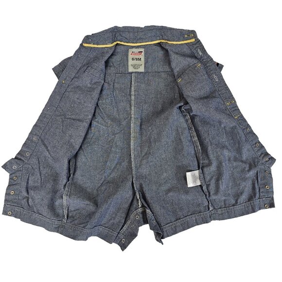 Dickies One Piece Baby Romper 6-9 mo Blue Denim Chambray Garage Moto Boy Girl - Picture 4 of 16